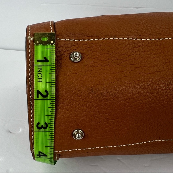 DOONEY & BOURKE 1975 MINI EAST/WEST TASSEL PEBBLED TEXTURED TOTE BAG,“TAN” COLOR - Picture 7 of 16